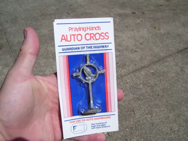 Vintage nos auto Praying hands dash cross Ford gm chevy rat hot street rod 72 73 Vintage nos auto Praying hands dash cross Ford gm chevy rat hot street rod 72 73