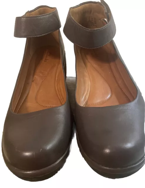 CLARKS ARTISAN CLARENE Tide Soft Black Leather Ankle Strap Wedge Shoes Size 5.5 29.99 PicClick UK
