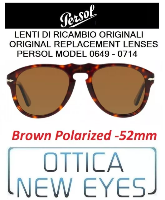 Original Replacement Lenses Persol 0649 0714 Brown Polarized 52mm Lenti Ricambio