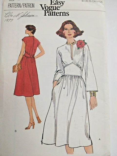 Alto Cintura Corto Vestido Talla 12 Muy Fácil Vogue 9724 Patrón de Costura UC