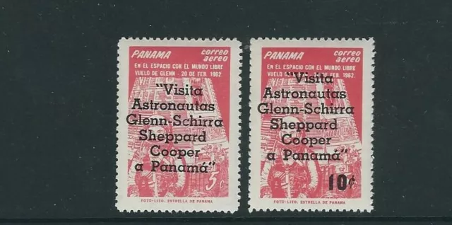 PANAMA 1963 GLENN SCHIRRA SHEPPARD SPACE theme overprints (Sc C290a-290b) VF MNH