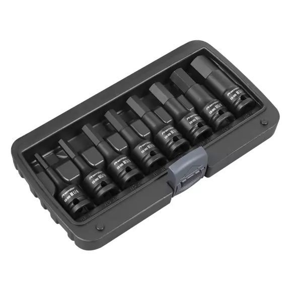 Sealey AK5600 Impact Hex Socket Bit Set 8pc 1/2"Sq Drive Imperial BLACK