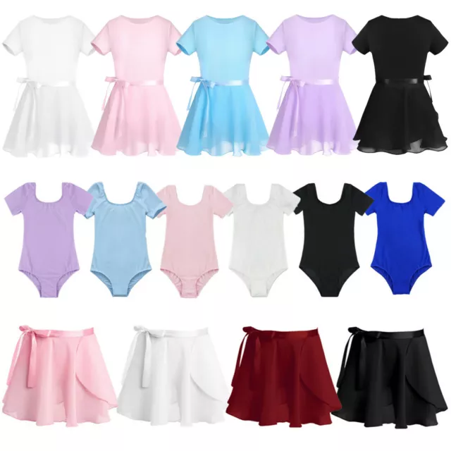 Kids Girls Ballet Dance Dress Leotard+Skirt Outfit Gymnastics Training Costume