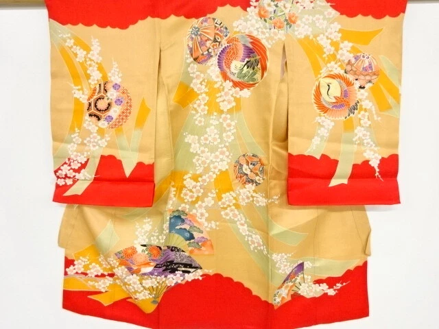 45046# Japanese Kimono / Antique Kimono For Girls / Mari Ball With Flower &