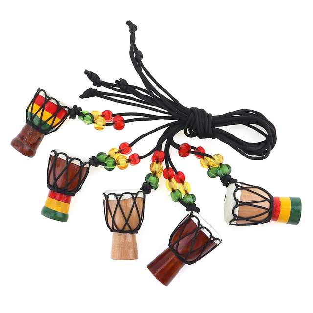 1pcs Mini Djembe Pendant Percussion Necklace African Hand Drum Gift Color Random