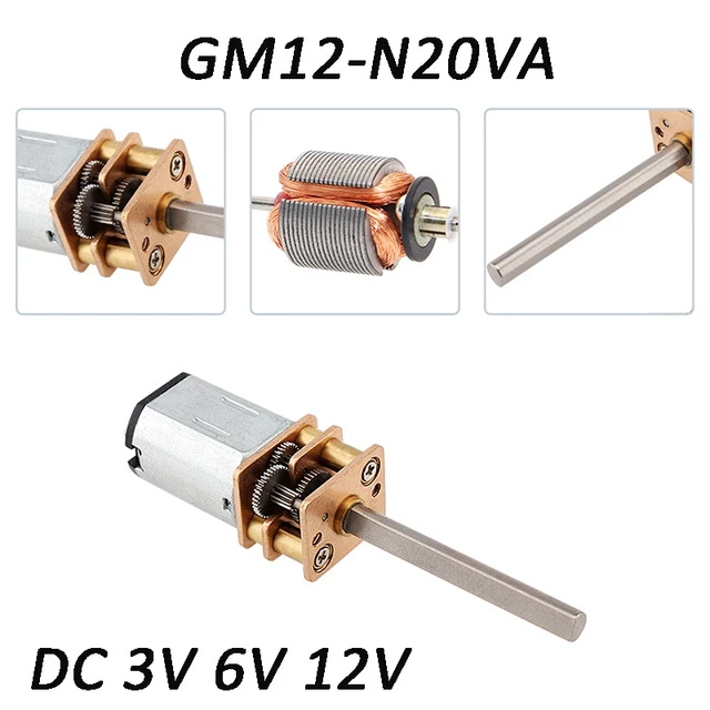 Permanent Magnet Gearmotor GM12-N20 Reversible DC 3V 6V 12V Shaft length 26mm