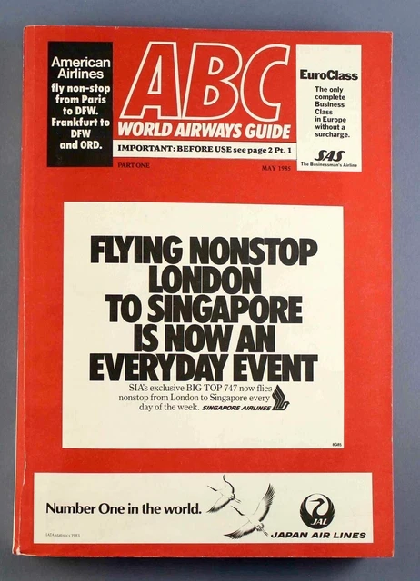 ABC WORLD AIRWAYS Guide May 1985 Airline Timetable Part One Red Book ...
