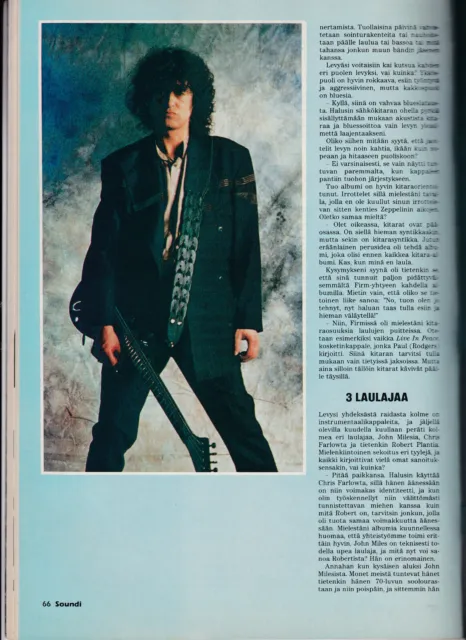 Finnish. Rare Jimmy Page from Led Zeppelin, on cover Soundi magazine. 1988 3