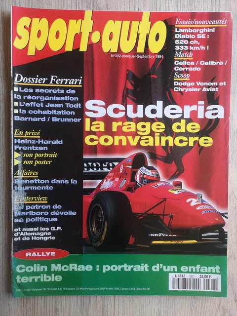 SPORT-AUTO n°392 du 09/1994; Scuderia la rage de vaincre/ Collin McRae/ Ferrari