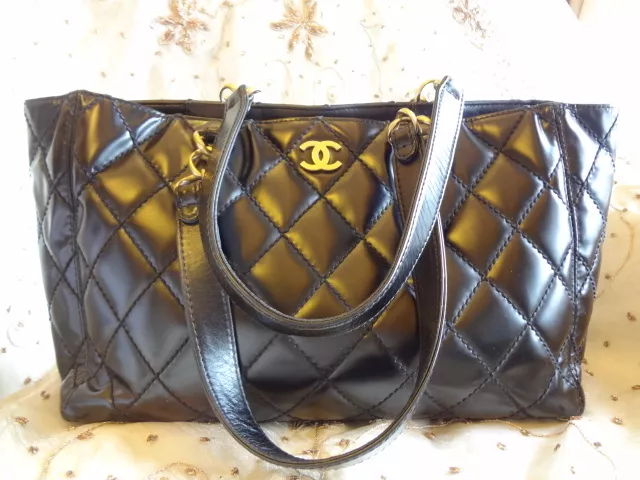 AUTHENTIC CHANEL CC LOGO MAXI GST Shopper Shoulder Bag Purse T280 CLASSIC!  $1,199.99 - PicClick