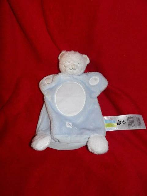 Doudou Mon Premier Sergent Major Marionnette Chat Ours Bleu Blanc