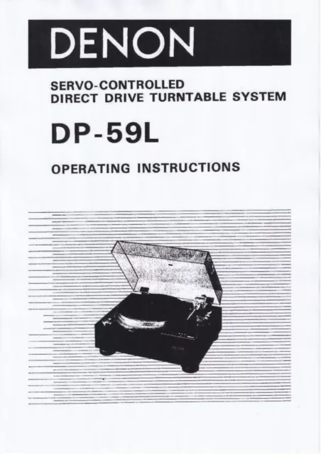 Bedienungsanleitung-Operating Instructions für Denon DP-59 L