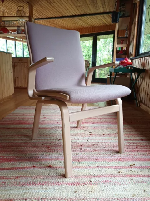 Sessel Vintage Relaxsessel Retro Easy Chair Stoff Flieder Danish 70er A15