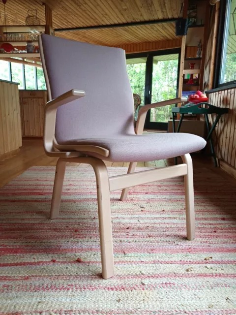 Sessel Vintage Relaxsessel Retro Easy Chair Stoff Flieder Danish 70er 15