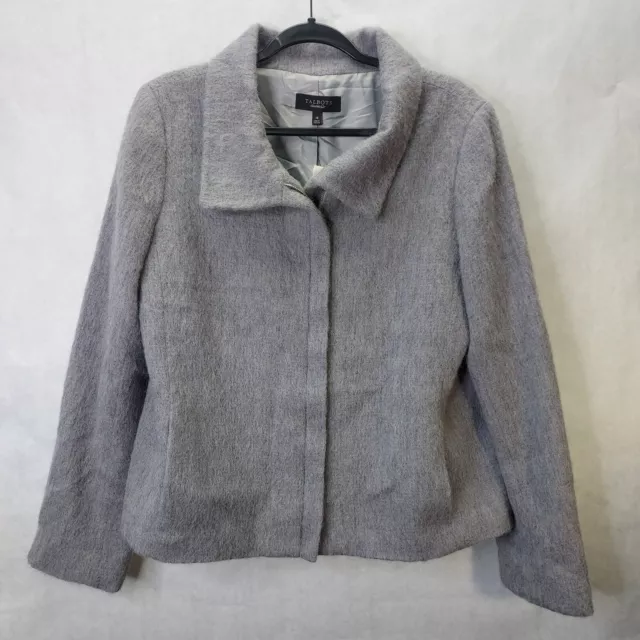 TALBOTS Coat Women’s Size 14 "The Jackie Fit" Wool Alpaca Mohair Grey Jacket NEW