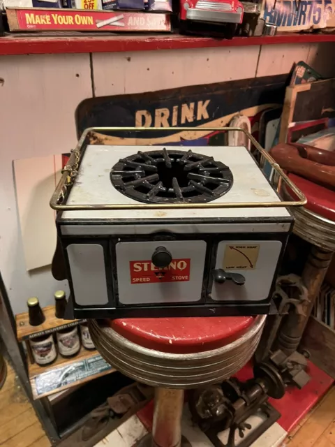 Old Rare Original Enamel Porcelain Sterno Speed Stove Portable Camp Gas Heater Old Rare Original Enamel Porcelain Sterno Speed Stove Portable Camp Gas Heater