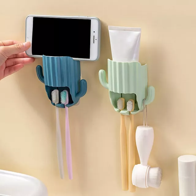 Wall Self-adhesive Storage Rack Toothpaste Holder Cactus Drain Bathroom Shelf