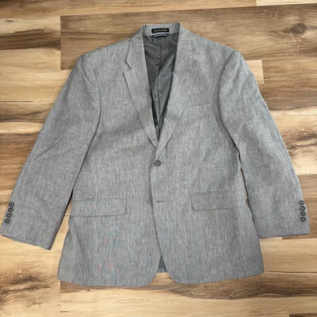 Tommy Hilfiger Blazer Mens 40S Gray Linen 2 Button Blazer Sport Coat