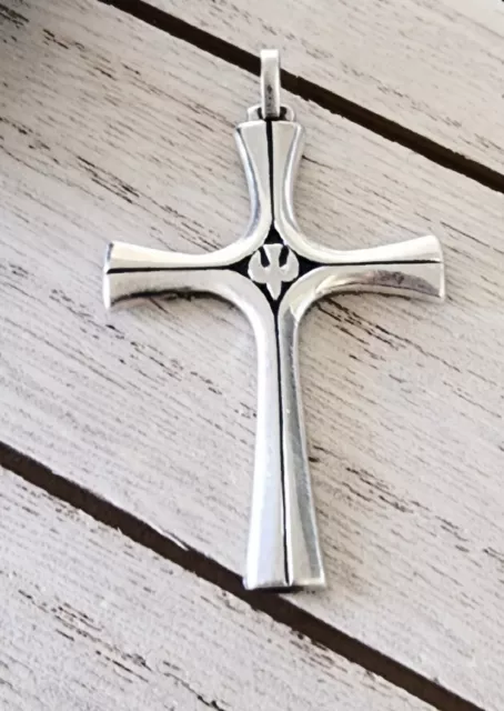 Retired James Avery Large Descending Dove Holy Spirit Peace Cross Pendant
