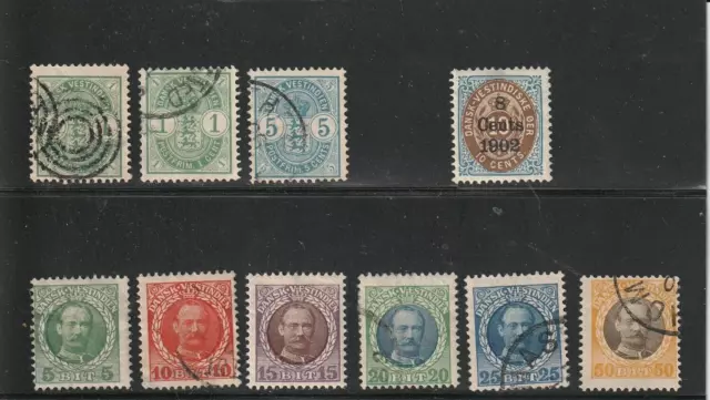 Danish West Indies 1900-1908 Early selection of mostly used stamps Sc #21/#50