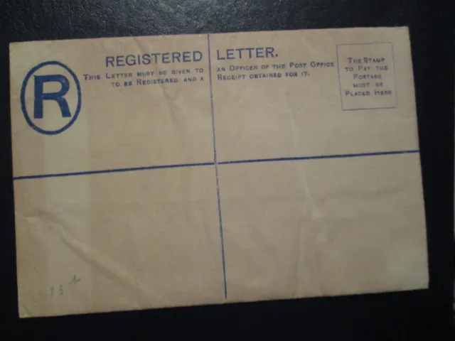 QV Registered letter 2 pence embossed Blue Unused