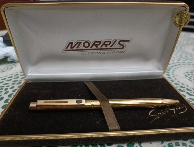 Stylo Plume Morris Originale Plaqué Or 18 Carats - Vintage, Avec étui, Légèrement Utilisé