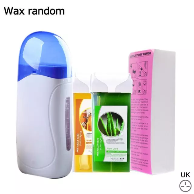 Depilatory Roll On Wax Kit Heater Roller Waxing Cartridge UK Plug Effective.