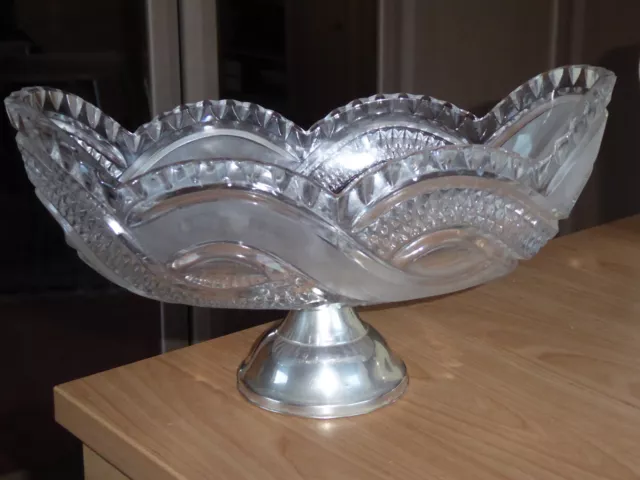 Tafelaufsatz - flower dish - Jardiniere  - Kristallglas mit Fuß - Silber 800