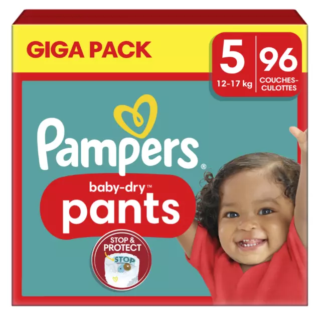 Giga Pack 96 couches PAMPERS "Baby Dry" Pants Taille 5 (12 à 17KG) Culottes Bébé