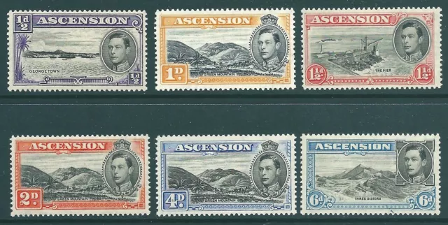 ASCENSION 1938-1940 George VI mint low values: Perf 13.5