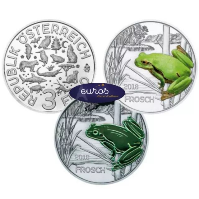 Pièce 3 euros commémorative AUTRICHE 2018  La Grenouille - Pièce phosphorescente