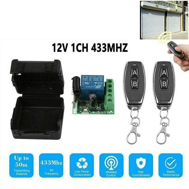 Modulo Ricevitore Relè Wireless 433MHz 12V Con Telecomando, Per Cancello, Luce, Motore, Porta Garage - Codice EV1527