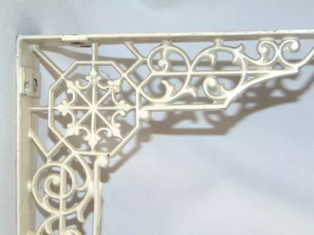 Antique Cast Iron SHELF BRACKET, Aesthetic Spiderweb Design, Original Paint