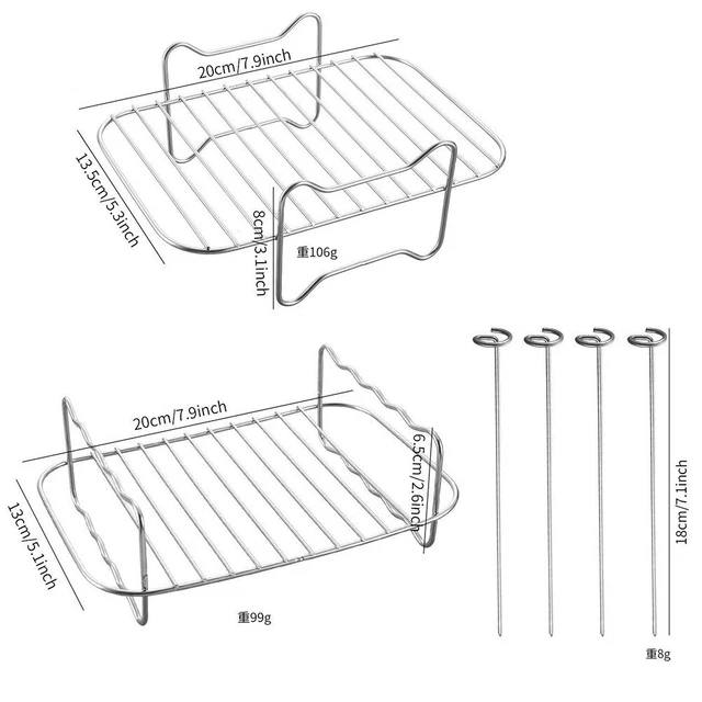 Air Fryer Rack Stainless Steel Double Basket Liners Grill For - Foto 2