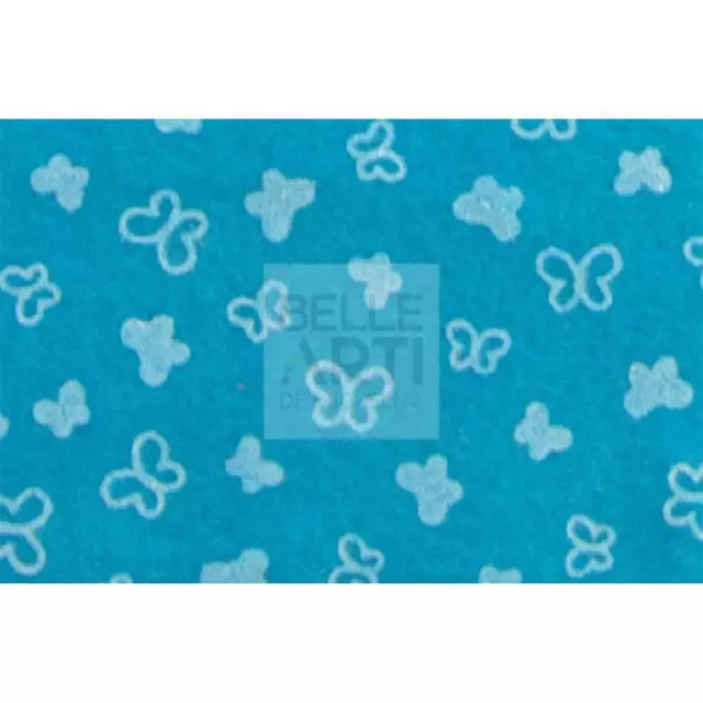 Panno Lenci 1 Mm 30X40 Cm Turchese/ Bianco Farfalle