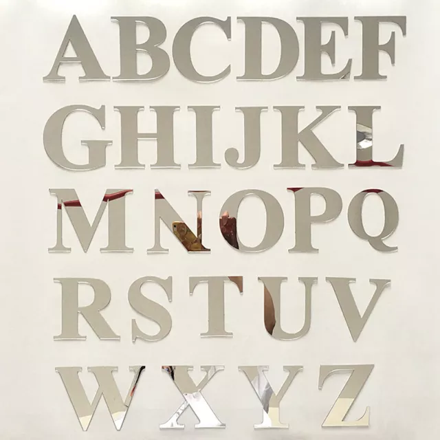 MIRROR WALL STICKER Alphabet Letters Acrylic Decal Home Art Decor ...