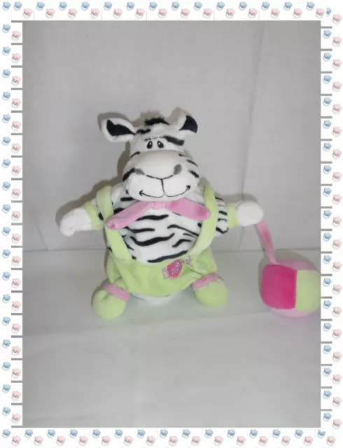 N - Doudou Semi Plat Marionnette Zèbre Rayé Salopette  Zebrigolo Ballon Baby Nat