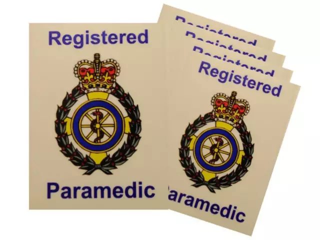 5x Ambulance Service Registered Paramedic Car Badges / Window Stickers