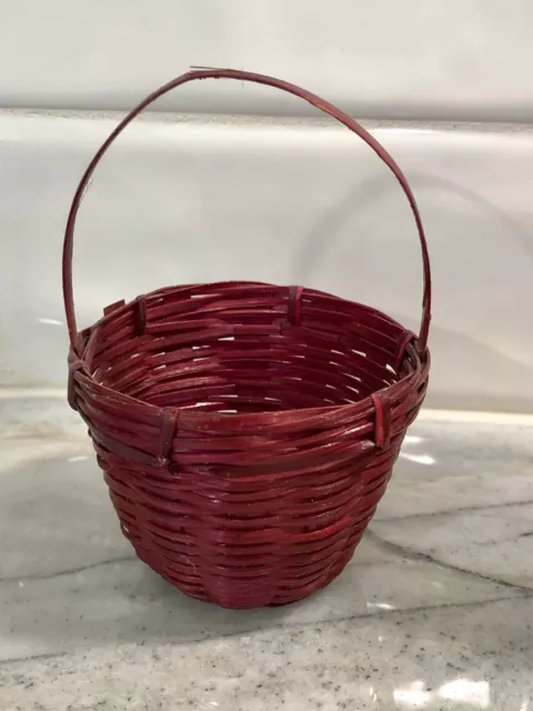 Vintage Mini Wicker Rattan Woven Baskets Doll Size 4”