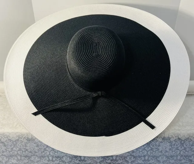 NEW San Diego Sun Hat Company XL 8”Brim Black White Ultrabraid Women’s One Size