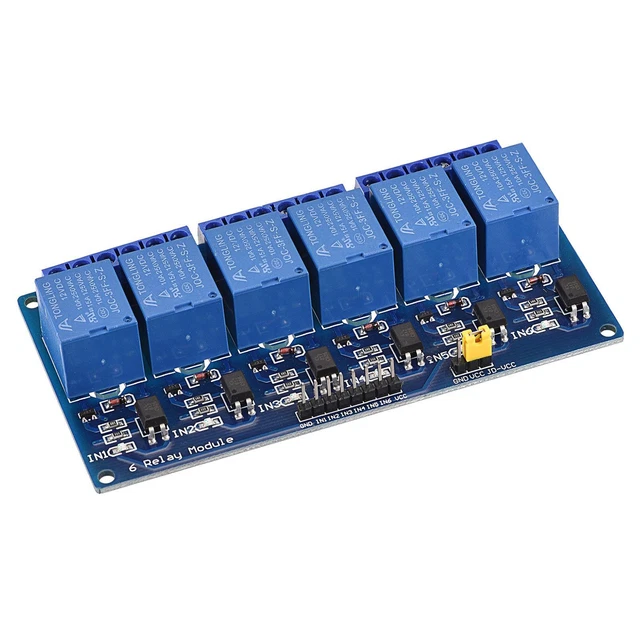 Relé Módulo 6 Canales 12V Bajo Nivel Disparador Módulo Azul para DSP