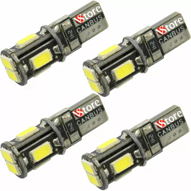 4 LED T10 Lampade 6 SMD 5630 Canbus Bianco No Errore Luci Posizione Xenon Targa