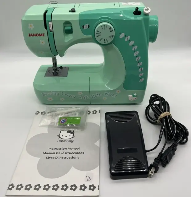 Janome~Hello Kitty Sewing Pretty Sewing Machine~Model 11706~Green~Working