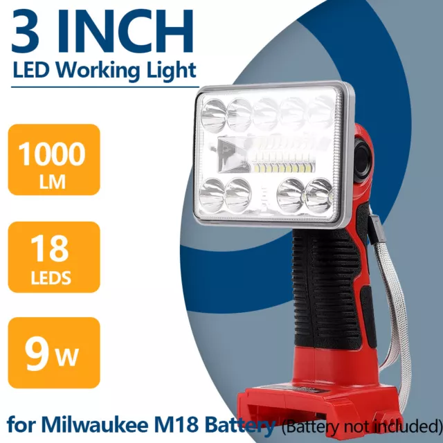 1000LM for Milwaukee Li-Ion Battery Cordless M18 18V Work Light Camping Lamp 9W