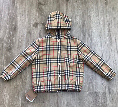 BURBERRY Ragazze controllato Reversibile Giacca Con Cappuccio/Cappotto Età 3 ANNI NUOVO CON ETICHETTA 