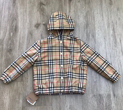 Burberry girls Checked reversible hooded jacket / coat age 8 Years BNWT RRP £550