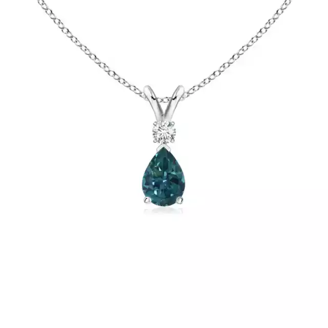 ANGARA Teal Montana Sapphire Pendant Necklace with Diamond in 14K White Gold