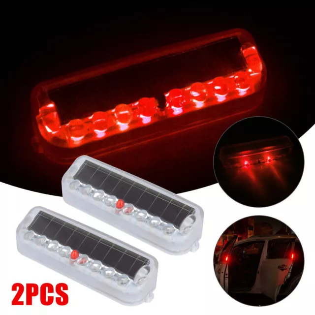 2x Solar Power LED Car Fake Alarm Warning Security Anti-Theft Flashing Light Red