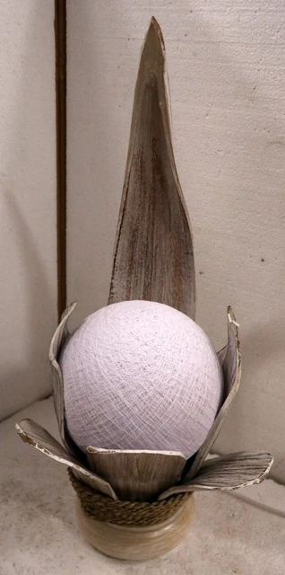 Lampe en feuille de noix de coco avec abat-jour en coton | Décor naturel