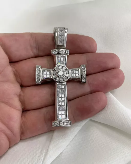 Sterling Silver Cross Pendant CZ Set Cross Pendant 27.00 Grams - Gift Boxed